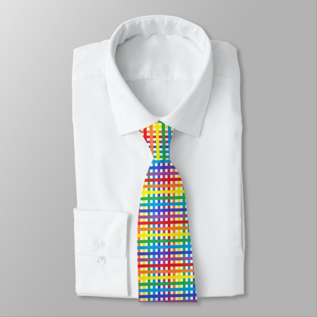 Rainbow and White Weave Tie (Tied)