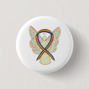 Rainbow Angel Awareness Ribbon Custom Art Pins