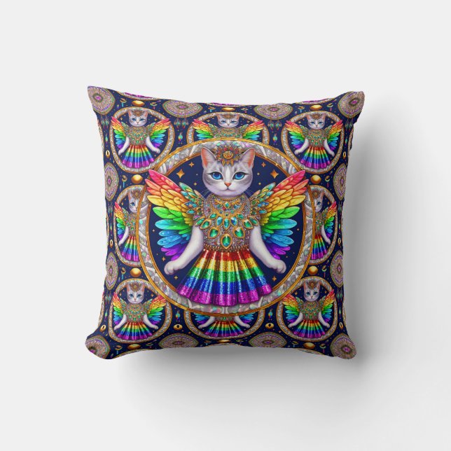 Rainbow Angel Cat Cushion (Front)