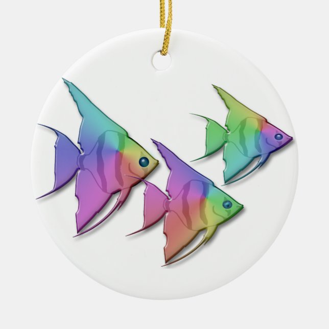 Rainbow Angel Fish Ceramic Tree Decoration (Front)