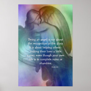 Rainbow Angel With Saying Poster