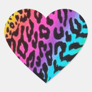Rainbow Animal Print Heart Sticker