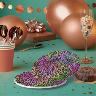 Rainbow Animal Print Paper Plate