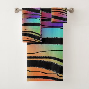 Rainbow Animal Print  Poly Cotton  Ba Bath Towel Set