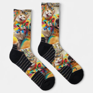 Rainbow Animal Selfie in Grocery Store – Colorful Socks