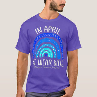 Rainbow April We Wear Blue Child Abuse Prevention  T-Shirt