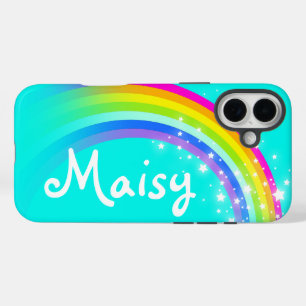 Rainbow aqua green blue colourful name iPhone case