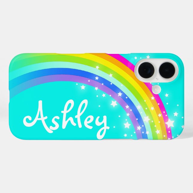 Rainbow aqua sky colourful custom name Case-Mate iPhone case (Back (Horizontal))