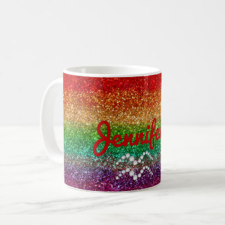 Rainbow Aquarius Rose Personalised Coffee Mug