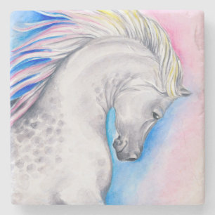 Rainbow Arabian Horse Stone Coaster