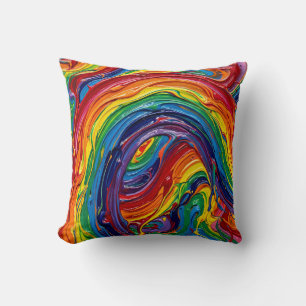 Rainbow Arc Bridge Throw Pillow – Multicolor Art