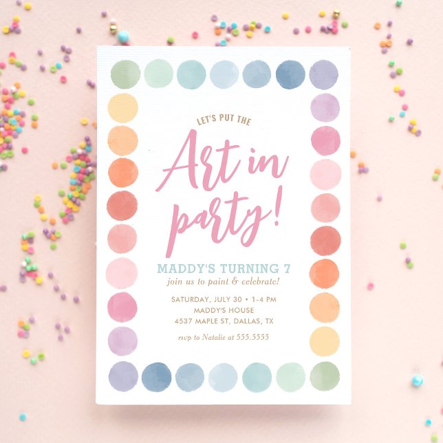 Rainbow Art Birthday Party Invitation (Creator Uploaded)