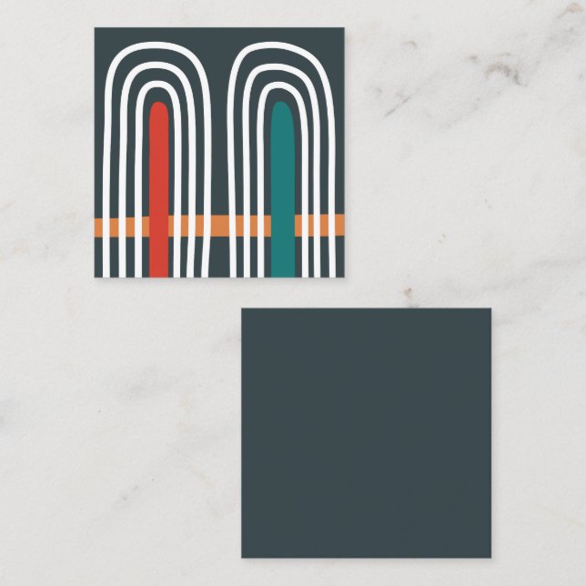 Rainbow art boho design square business card (Front/Back)