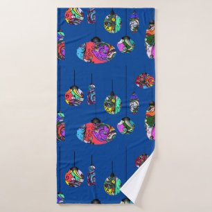 Rainbow Art Deco Christmas Balls Bath Towel
