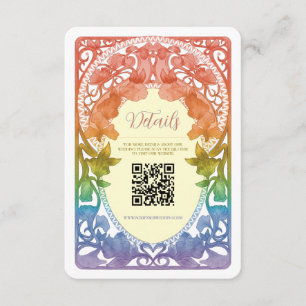 Rainbow Art Nouveau QR Code Wedding Enclosure Card