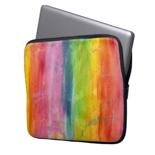 Rainbow art paint stripe arty colourful laptop sleeve