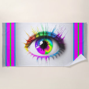 Rainbow Artistic Eye Beach Towel