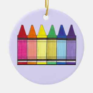 Rainbow Artist's Crayons School Art Teacher Gift Ceramic Tree Decoration