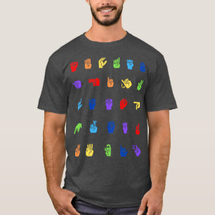 Rainbow ASL Alphabet Pattern T-Shirt