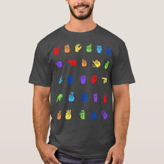 Rainbow ASL Alphabet Pattern T-Shirt