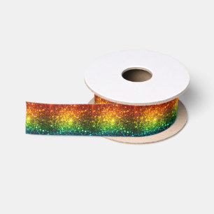 Rainbow Astral Glitter Only Love Is Real Satin Ribbon