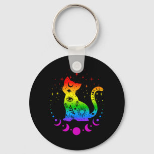 Rainbow Astrology Cat Lgbt Gay Pride Flag  Key Ring