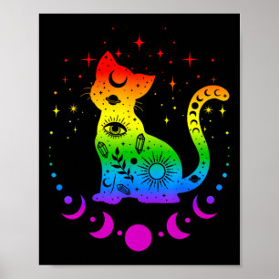 Rainbow Astrology Cat Lgbt Gay Pride Flag  Poster