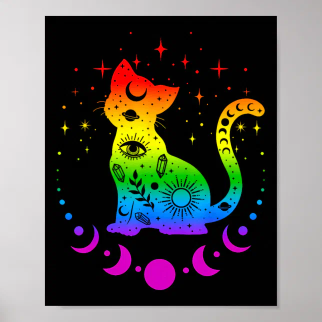 Rainbow Astrology Cat Lgbt Gay Pride Flag Poster | Zazzle