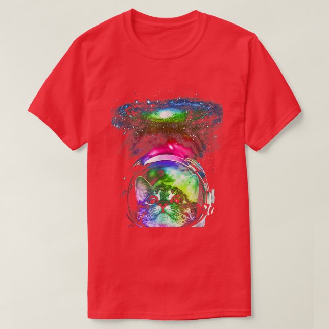Rainbow Astronaut Space Cat Cosmos Cat For Kitten  T-Shirt (Design Front)