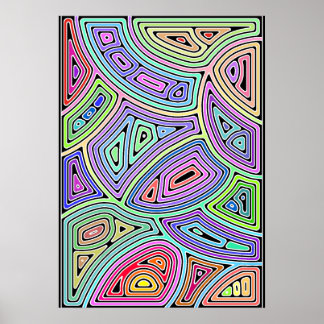 rainbow asymmetrical abstract shapes 2 poster