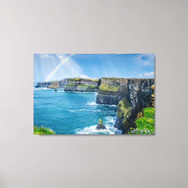 Rainbow at Cliff's of Moher Landscape  Canvas Print (Front)