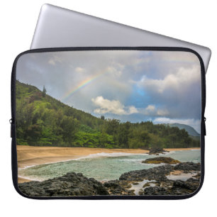 Rainbow at Lumaha'i Beach, Kauai, Hawaii Wetsuit Laptop Sleeve