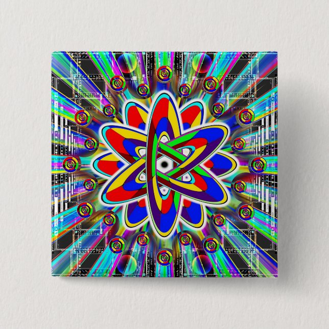 Rainbow Atomic Impossible Image 15 Cm Square Badge (Front)