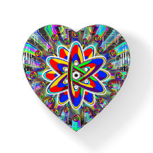 Rainbow Atomic Symbol Glass Paperweight