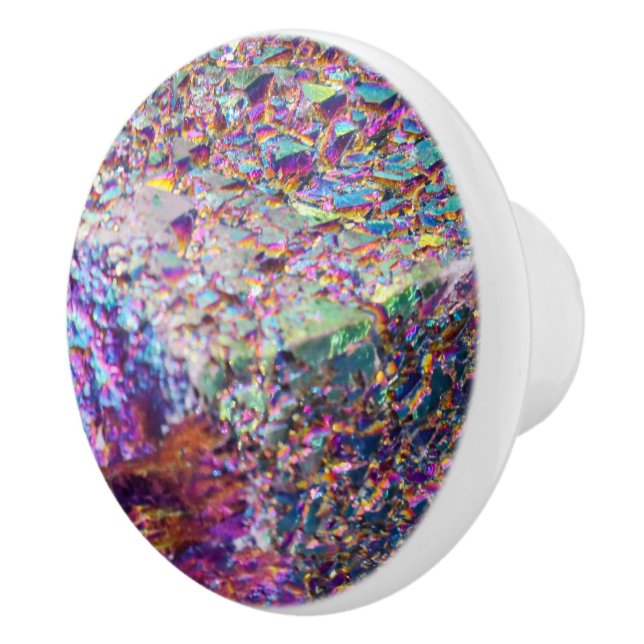 Rainbow Aura Crystals Ceramic Knob (Right)