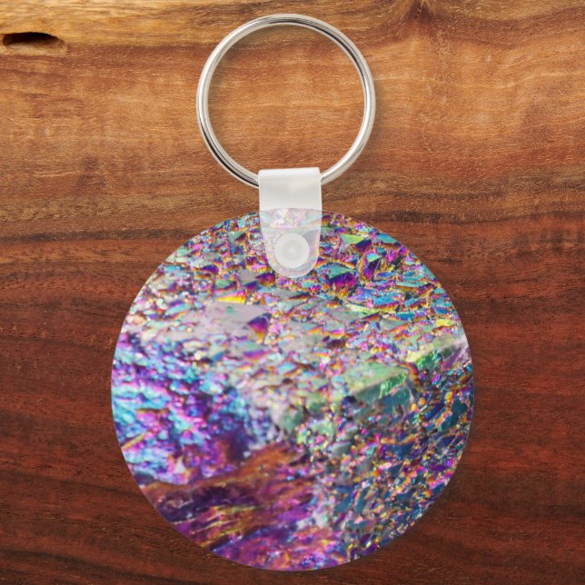 Rainbow Aura Crystals Key Ring (Front)
