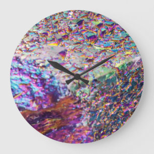 Rainbow Aura Crystals Large Clock