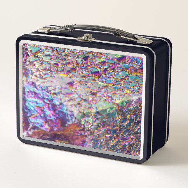 Rainbow Aura Crystals Metal Lunch Box (Front)