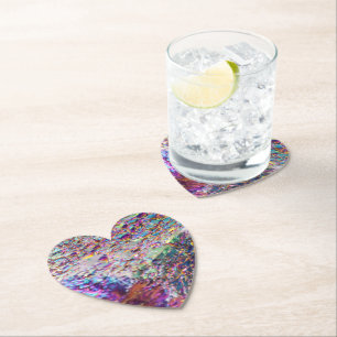 Rainbow Aura Crystals Paper Coaster