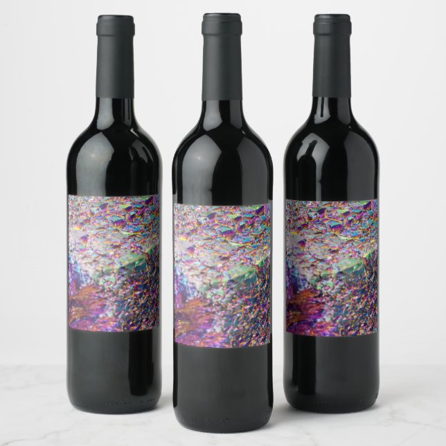 Rainbow Aura Crystals Wine Label (Bottles)