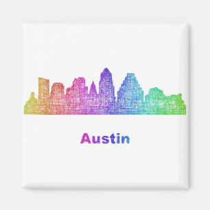Rainbow Austin skyline Magnet