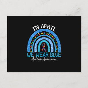 Rainbow Autism In April We Wear Blue Autism Announcement Postcard