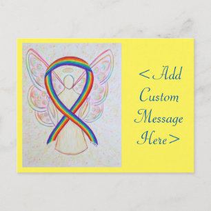 Rainbow Awareness Ribbon Angel Custom Postcard