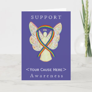 Rainbow Awareness Ribbon Angel Customised Card