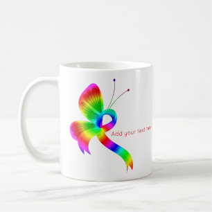 Rainbow Awareness Ribbon Butterfly Coffee Mug