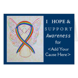 Rainbow Awareness Ribbon Custom Cause Angel Cards