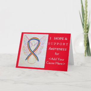 Rainbow Awareness Ribbon Custom Cause Angel Cards