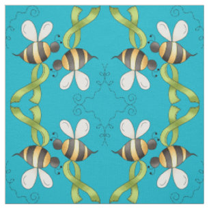 Rainbow Awareness Ribbon & Flowers Fabric