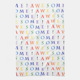 Rainbow Awesome Typography Pattern Tea Towel