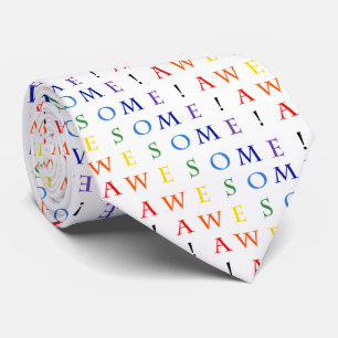 Rainbow Awesome Typography Pattern Tie